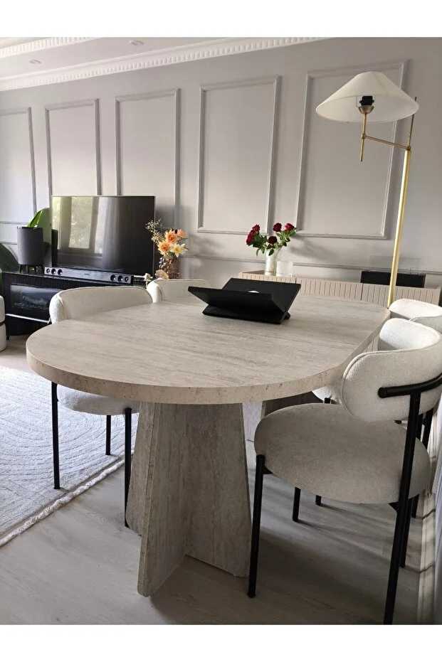 Traverten Yemek Masası Mutfak Masası Ofis Masası